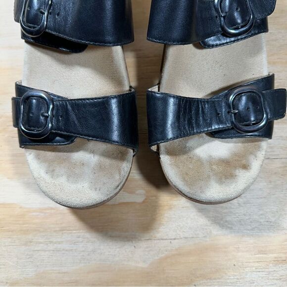 Dansko Black Leather Wedge Sandals Women’s Size 8.5 - Picture 5 of 9